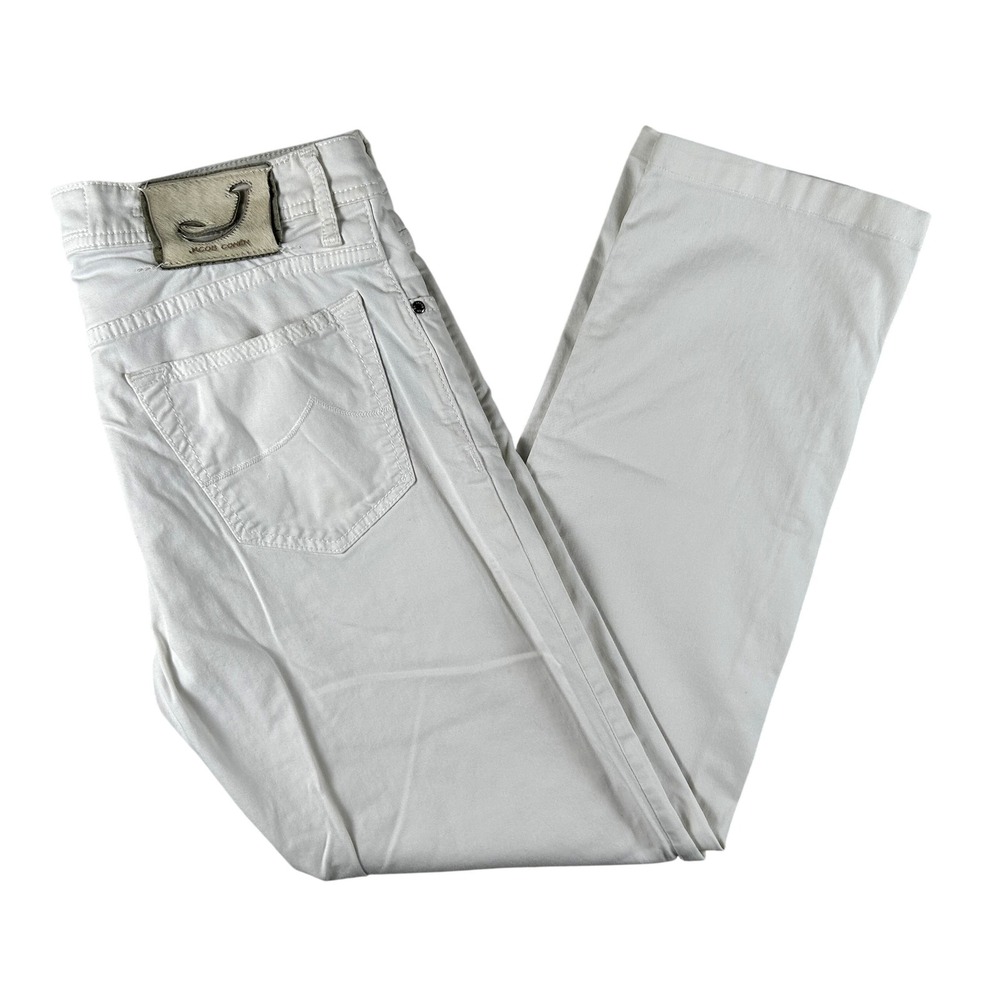 Jacob Cohen Style 688 Jeans Mens 32x27 White Slim Fit Straight Button Fly Italy